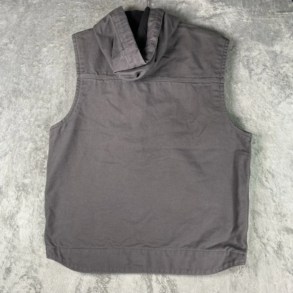 Carhartt Duck Canvas Fleece Lined Vest Mens M Relaxed Fit Gray Hooded 103837 GVL